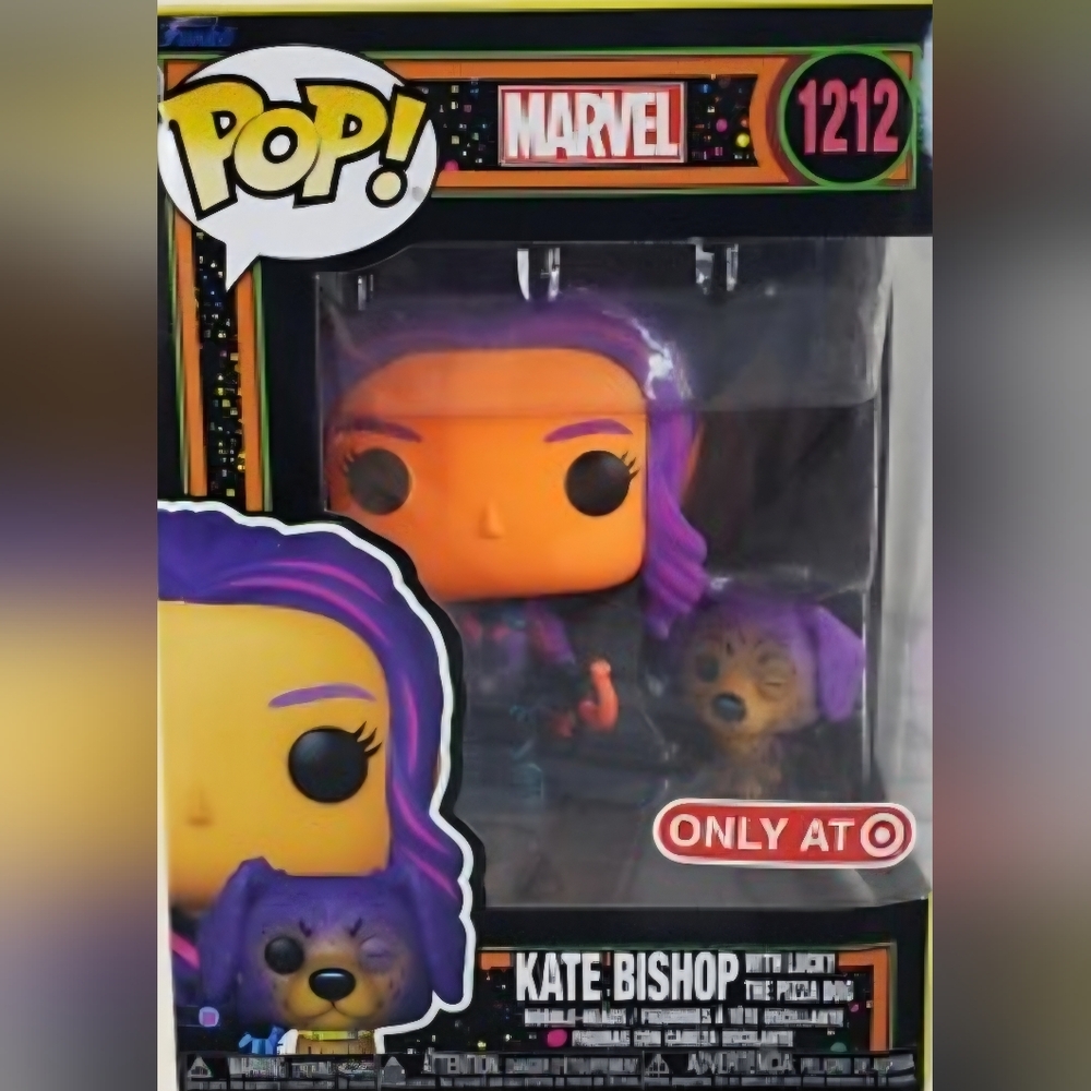 Funko Pop! Exclusive Marvel Kate Bishop With Lucky Black Light #1212 - Brand New